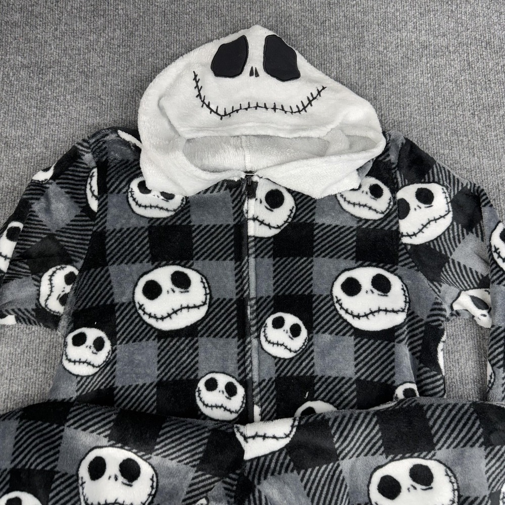 Disney Jack Skellington Nightmare Before Xmas Onepiece Pajamas Juniors XL Fleece - Picture 4 of 9
